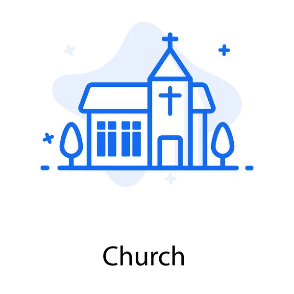 Ein Religiöses Gebäude Eine Kathedrale Oder Eine Kirche Flacher Ikone — Stockvektor