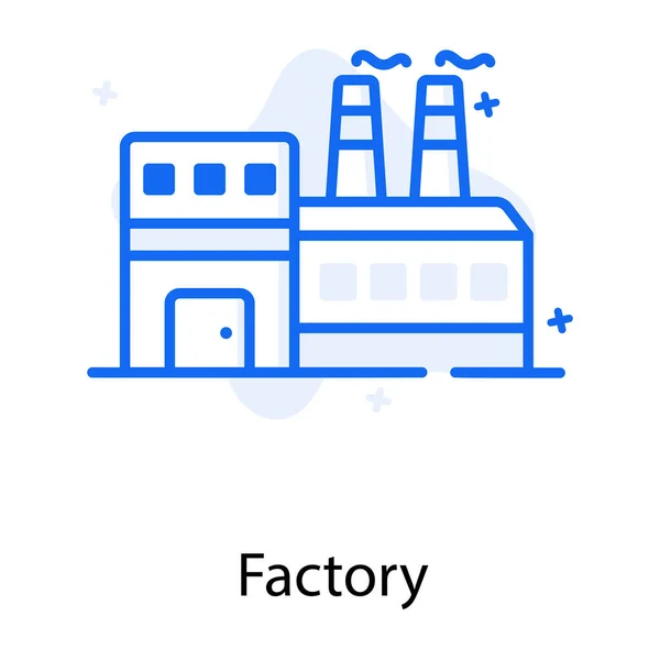Здание Изображением Иконы Завода Дымохода Плоском Стиле — стоковый вектор
