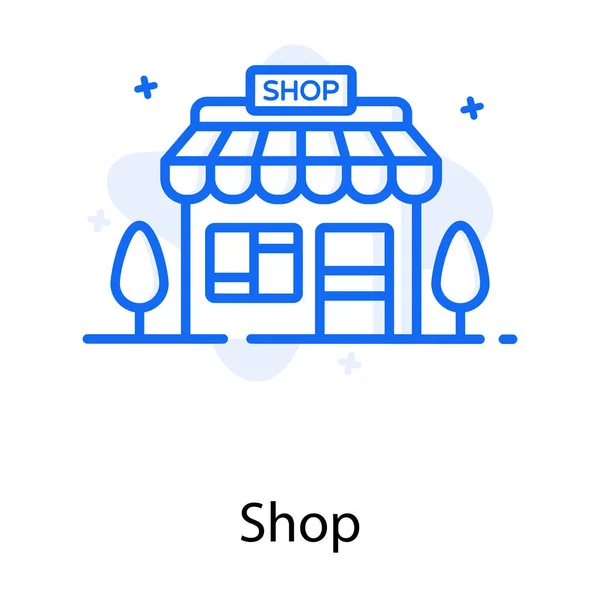 Edificio Comercial Icono Tienda Diseño Plano — Vector de stock