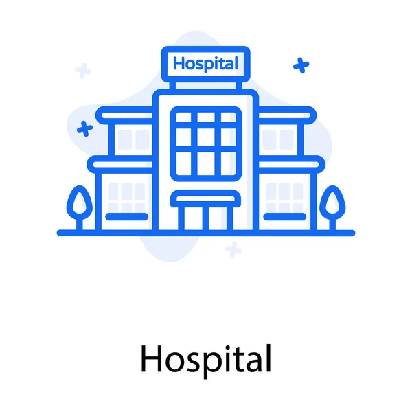 Ιατρικό Κτίριο Εικονίδιο Νοσοκομείο Κτίριο Επεξεργάσιμο Επίπεδο Στυλ — Διανυσματικό Αρχείο