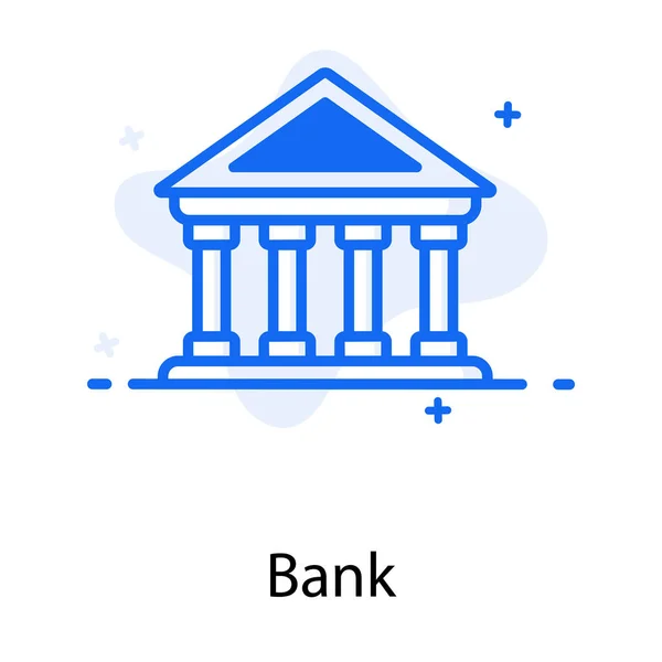 Instituto Financeiro Edifício Bancário Ícone Plano — Vetor de Stock