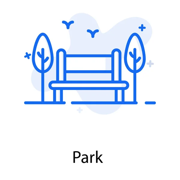 公園のフラットアイコン ベンチ付きの木 — ストックベクタ