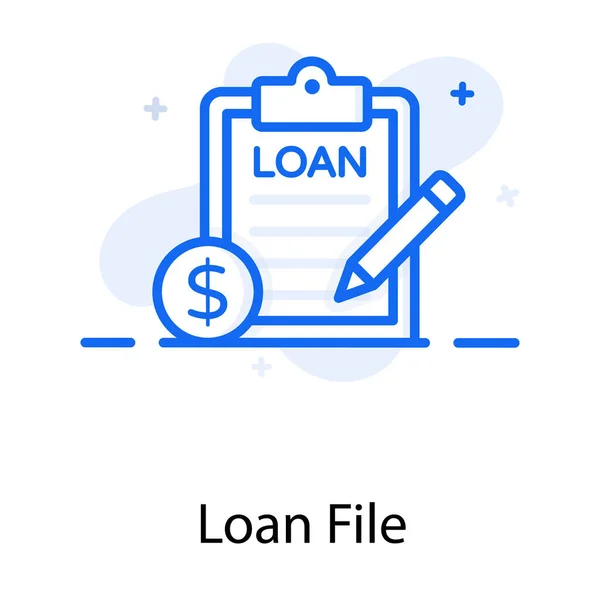 ローンファイルのアイコンを示すドルとクリップボードの書類を持つ家 — ストックベクタ