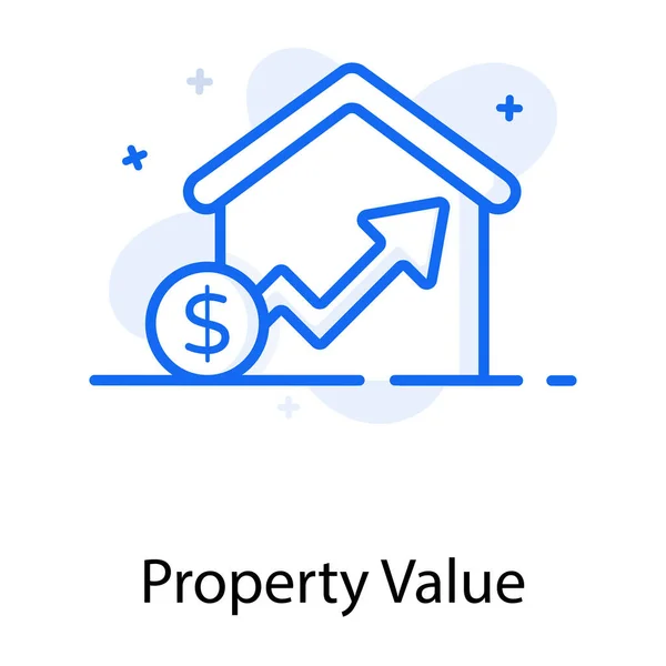 Dollar Upward Arrow House Property Value Icon — Stock Vector