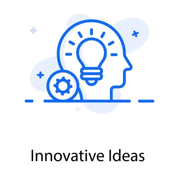 Żarówka Wewnątrz Umysłu Prezentująca Innowacyjną Ikonę Pomysłu — Wektor stockowy