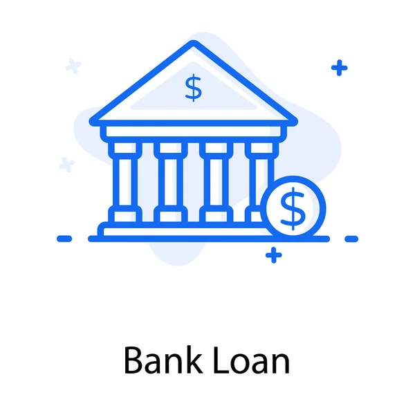 Edifício Bancário Com Dólar Design Vetorial Plano Ícone Empréstimo Bancário — Vetor de Stock