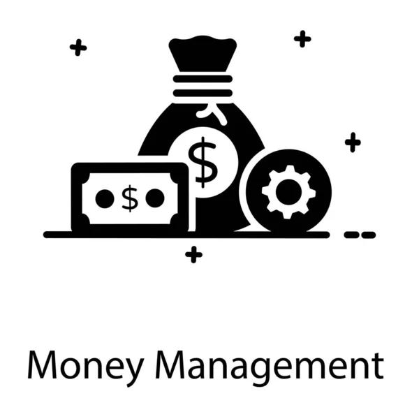 Cash Gear Showcasing Money Management Flat Icon — Stock Vector