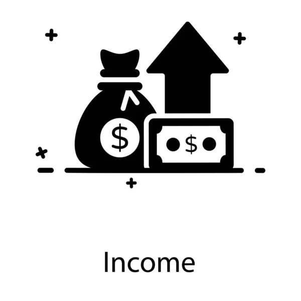 Money Bag Upward Arrow Denoting Income Icon — Stock Vector