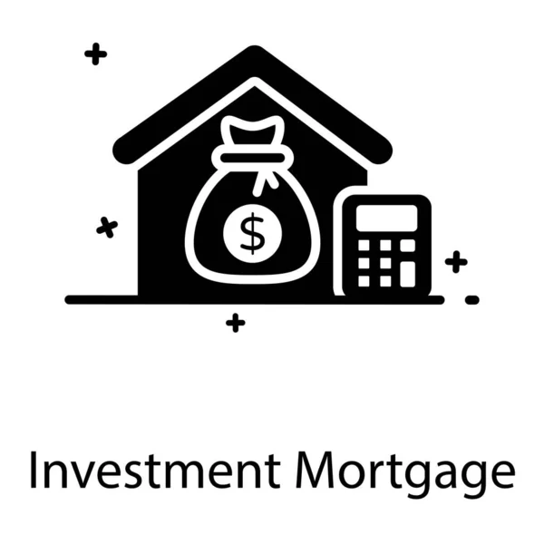 Taška Peníze Uvnitř Domu Číslem Cruncher Ikona Investiční Hypotéky — Stockový vektor