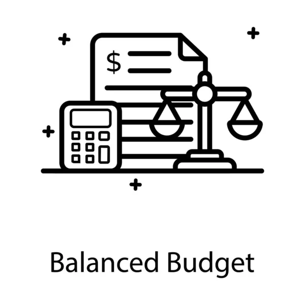 Dólar Papel Com Balança Equilíbrio Design Plano Ícone Orçamento Equilibrado — Vetor de Stock