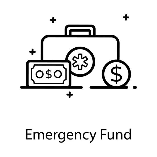 Briefcase Dolar Showing Emergency Fund Flat Icon — Stock Vector