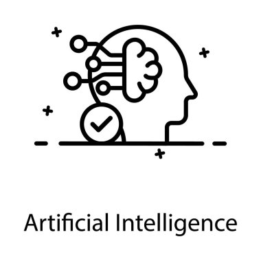Yapay zeka vektörü, düz simge içindeki sinirsel ağ 