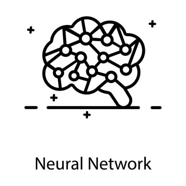 Düz simgede soyut yapay zeka, sinirsel ağ 