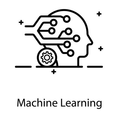 Makine öğrenmenin moda tasarım simgesi, yapay zeka vektörü.