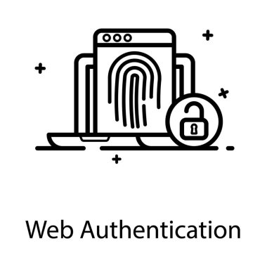 Düz simgede web sayfası kimlik doğrulaması ile asma kilidi