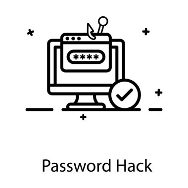 Düz vektör tasarımında parola hack simgesi 