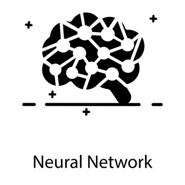 Düz simgede soyut yapay zeka, sinirsel ağ 