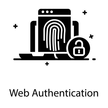 Düz simgede web sayfası kimlik doğrulaması ile asma kilidi