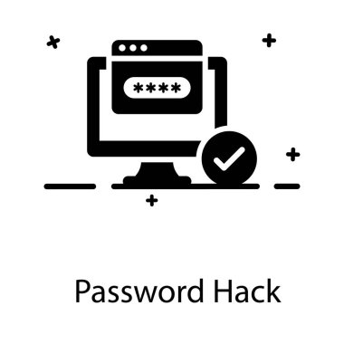 Düz vektör tasarımında parola hack simgesi 