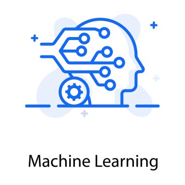 Makine öğrenmenin moda tasarım simgesi, yapay zeka vektörü.