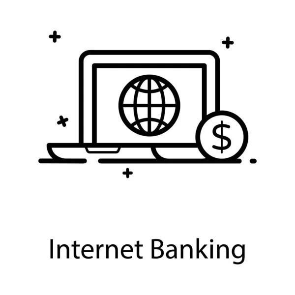 Dollar Avec Ordinateur Portable Présentant Vecteur Bancaire Internet — Image vectorielle