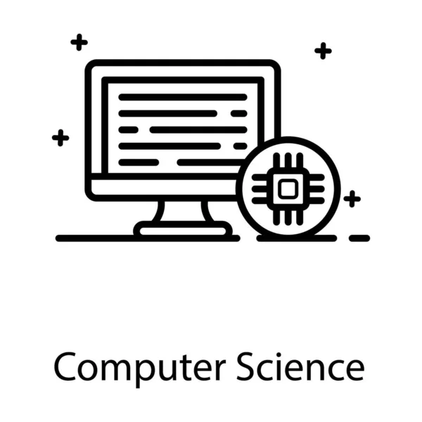 Чип Монітором Показує Піктограму Інформатики — стоковий вектор