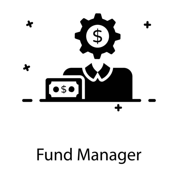 Dólar Dentro Engrenagem Cabeça Pessoa Masculina Vetor Gestor Fundos — Vetor de Stock