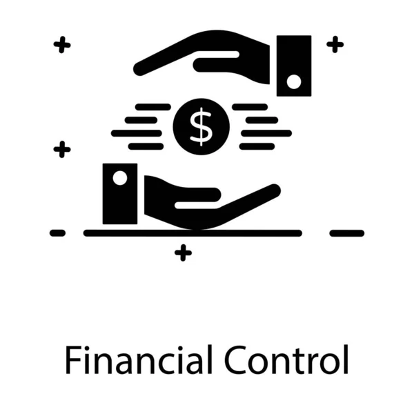 フラットアイコンで金融管理を示す手の下のドル — ストックベクタ