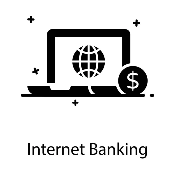Dollar Avec Ordinateur Portable Présentant Vecteur Bancaire Internet — Image vectorielle