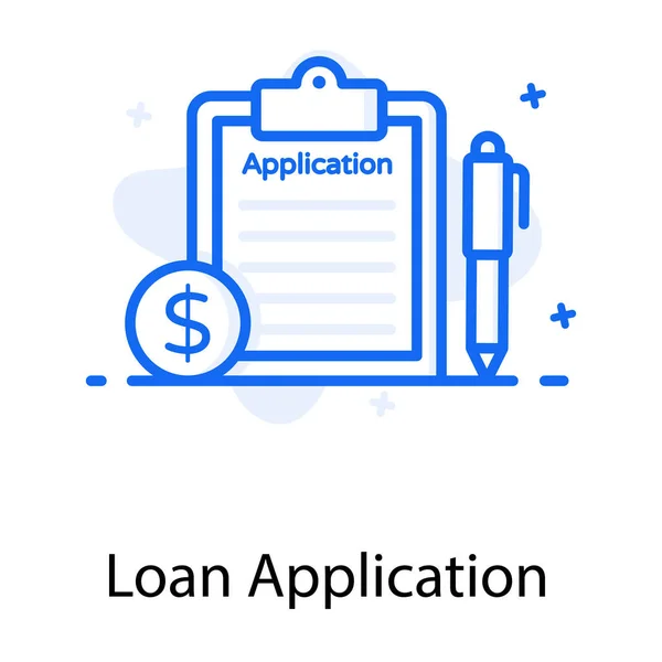 Flat Design Loan Application Paper Pencil Dollar — Stock Vector