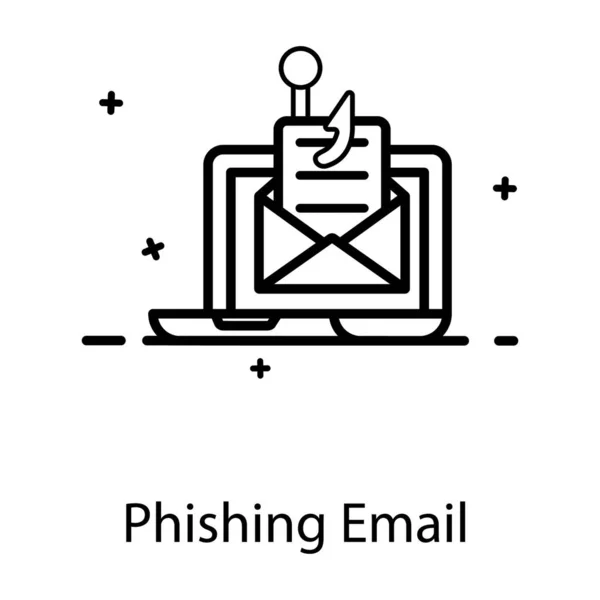 Flat Design Phishing Email Mail Envelope Hook Laptop — Stock Vector