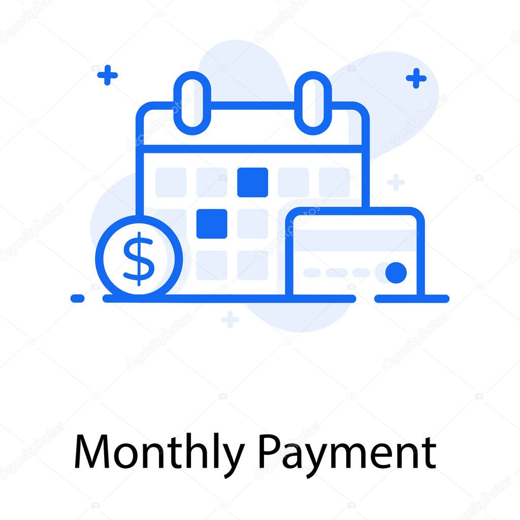 Dollar with calendar shocking monthly payment icon