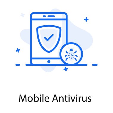 Cep telefonu içerisindeki kalkan mobil antivirüs simgesi