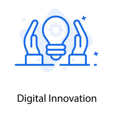 Ellerin içindeki ampul dijital yenilik simgesini simgeliyor