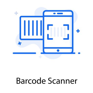 Düz düzenlenebilir dizaynda barkod tarayıcı simgesi 