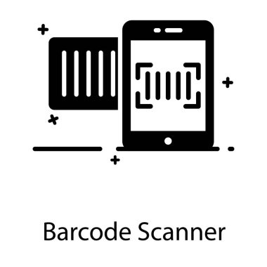 Düz düzenlenebilir dizaynda barkod tarayıcı simgesi 