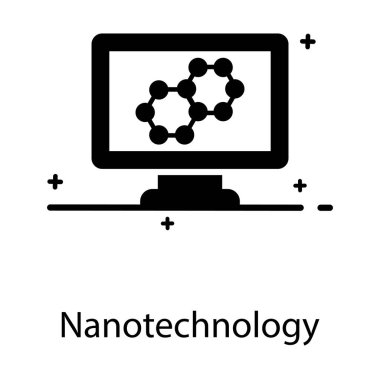 Düz stil nanoteknolojinin modern teknoloji simgesi 