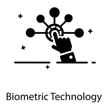 Parmak vuruşları biyometrik teknolojiyi gösteren düğümlerin içinde daire çiz
