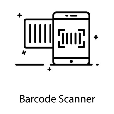 Düz düzenlenebilir dizaynda barkod tarayıcı simgesi 