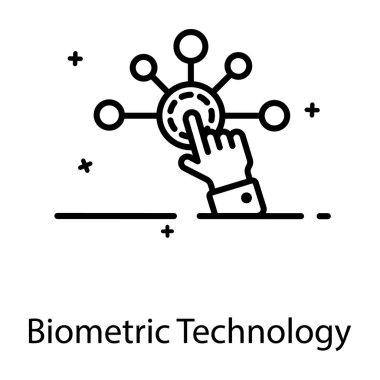 Parmak vuruşları biyometrik teknolojiyi gösteren düğümlerin içinde daire çiz