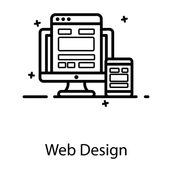 Mobiltelefon Monitor Bemutató Reszponzív Web Design Ikon — Stock Vector