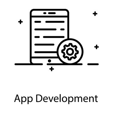 Cep telefonlu vites, uygulama geliştirme simgesinin düz tasarımı