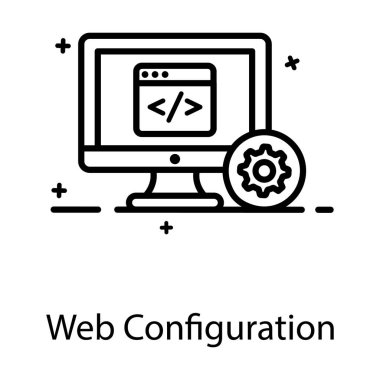 Web sayfasında ağ yapılandırma vektörünü gösteren teçhizat simgesi 