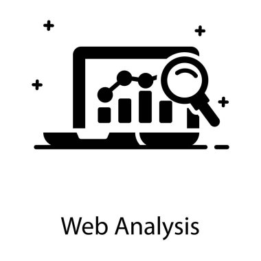 Büyüteç simgesi altında trend grafiği, web analizinin düz tasarımı 