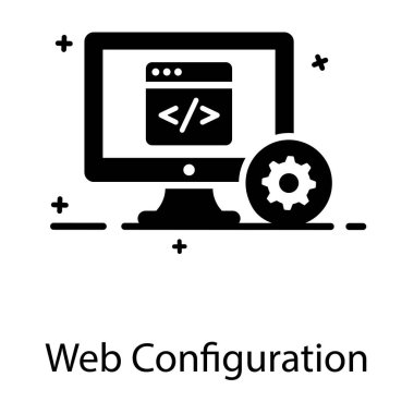 Web sayfasında ağ yapılandırma vektörünü gösteren teçhizat simgesi 