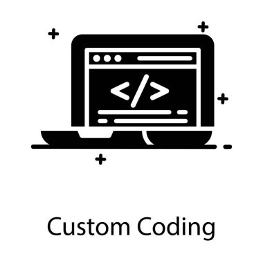 Özel kodlama simgesinin düzenlenebilir modern biçim vektörü