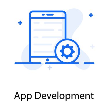 Cep telefonlu vites, uygulama geliştirme simgesinin düz tasarımı