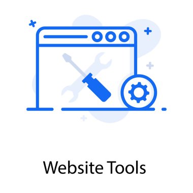 Anahtar ve teçhizatlı tornavida, web sayfası araçları simgesi