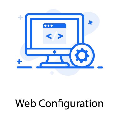 Web sayfasında ağ yapılandırma vektörünü gösteren teçhizat simgesi 