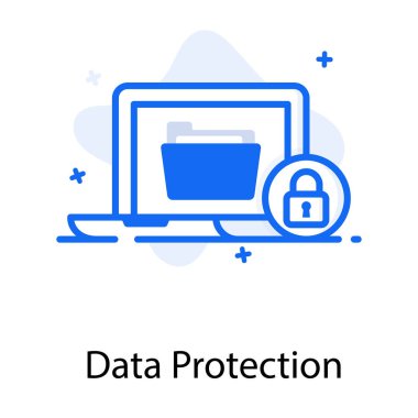 Bilgisayarın içinde asma kilitli dizin, veri koruma simgesi 